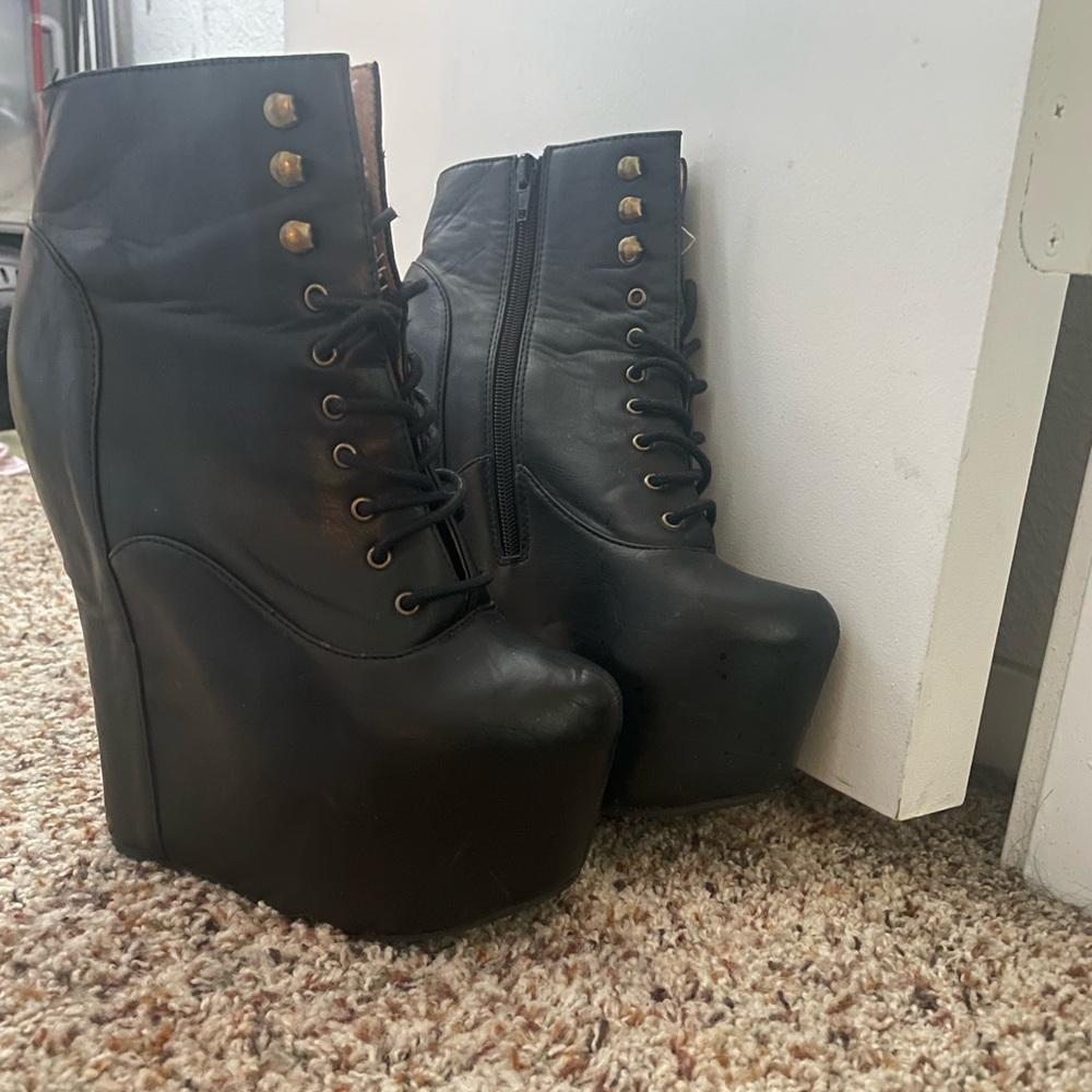 Jeffrey Campbell leather damsel wedges